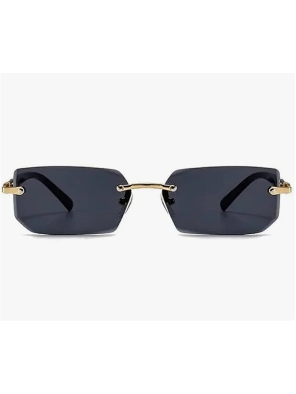 Rectangular Gradient Black/Grey Lens Sunglasses With Gold & Black Arms Unisex